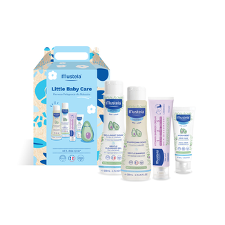 Zestaw Mustela Little Baby Care, żel do mycia, 200 ml + szampon, 200 ml + krem do twarzy, 40 ml + krem do przewijania 1-2-3, 50 ml USZKODZONE OPAKOWANIE - zdjęcie produktu