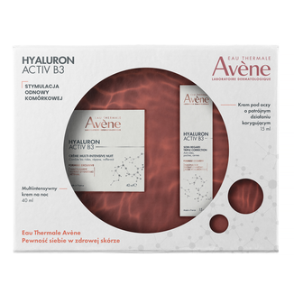 Zestaw Avene Hyaluron Activ B3, multintensywny krem, na noc, 40 ml + krem pod oczy o potrójnym działaniu korygującym, 15 ml - zdjęcie produktu