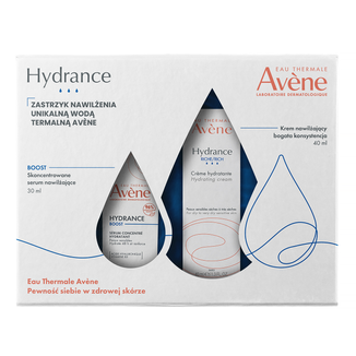 Zestaw Avene Hydrance, krem nawilżający bogata konsystencja, 40 ml + Hydrance Boost, skoncentrowane serum nawilżające, 30 ml - zdjęcie produktu