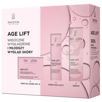 Zestaw Iwostin Age Lift, krem na dzień, skóra normalna i mieszana, SPF 15, 50 ml + krem pod oczy, 15 ml + serum przeciwzmarszczkowe, 30 ml USZKODZONE OPAKOWANIE - zdjęcie produktu