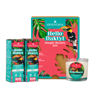 Zestaw Orientana Hello Daktyl Jungle Beauty BOX, komfortowy krem odżywczy, 40 ml, wyjątkowy krem nawilżający, 40 ml + świeca sojowa USZKODZONE OPAKOWANIE - zdjęcie produktu