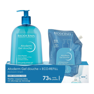 Zestaw Bioderma Atoderm, żel pod prysznic 1 l + eco refill, 1 l KRÓTKA DATA - zdjęcie produktu