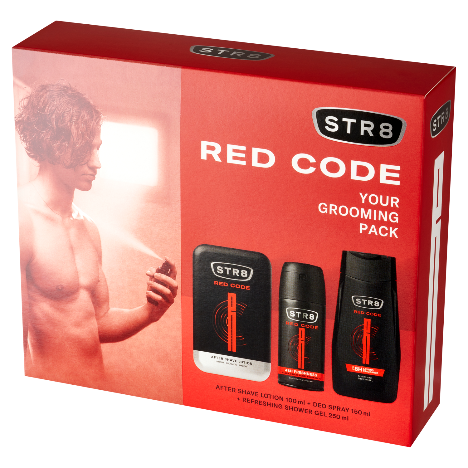 Str8 Zestaw STR8 Red Code, woda po goleniu, 100 ml + dezodorant w sprayu, 150 ml + żel pod prysznic, 250 ml