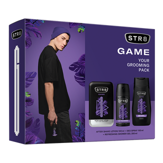 Zestaw STR8 Game, woda po goleniu, 100 ml + dezodorant w sprayu, 150 ml + żel pod prysznic, 250 ml - zdjęcie produktu