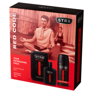 Zestaw STR8 Red Code, woda toaletowa, 50 ml + dezodorant w sprayu, 150 ml - zdjęcie produktu