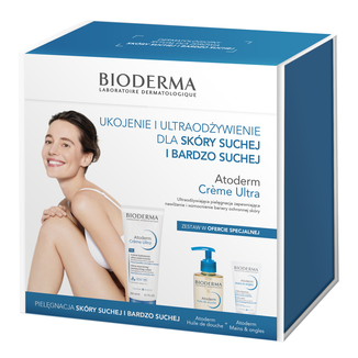 Zestaw Bioderma Atoderm, olejek pod prysznic, 200 ml + krem do ciała, 200 ml + krem do rąk, 50 ml - zdjęcie produktu