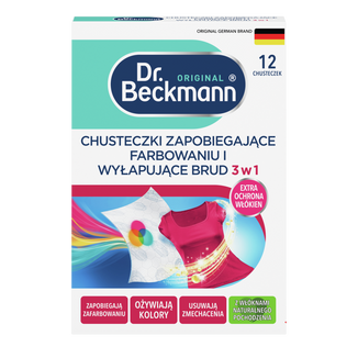 Dr. Beckmann, chusteczki wyłapujące kolor i wspomagające usuwanie brudu 3w1, 12 sztuk - zdjęcie produktu