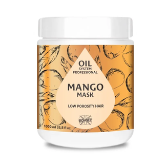 Ronney Professional Oil System Low Porosity Hair, maska do włosów niskoporowatych z masłem mango, 1000 ml - zdjęcie produktu