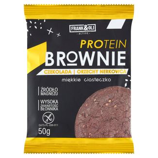 Frank&Oli Protein Brownie, ciasteczko miękkie, czekolada + orzechy nerkowca, 50 g - zdjęcie produktu