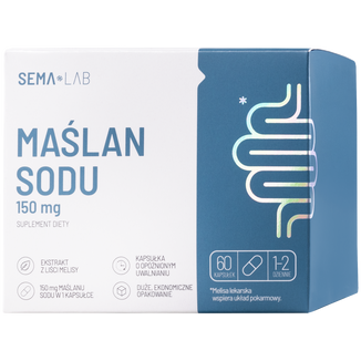 SEMA LAB Maślan Sodu 150 mg, 60 kapsułek o opóźnionym uwalnianiu KRÓTKA DATA SEMA LAB Maślan Sodu 150 mg, 60 kapsułek o opóźnionym uwalnianiu KRÓTKA DATA - zdjęcie produktu