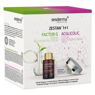 Zestaw Sesderma Acglicolic Classic, krem do twarzy, SPF 15, 50 ml + Factor G Renew, serum odmładzające, 30 ml USZKODZONE OPAKOWANIE - zdjęcie produktu