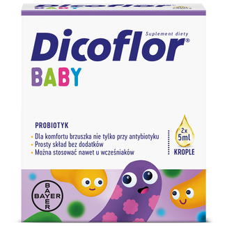 Zestaw Dicoflor Baby, dla niemowląt i dzieci, krople, 2 x 5 ml USZKODZONE OPAKOWANIE - zdjęcie produktu