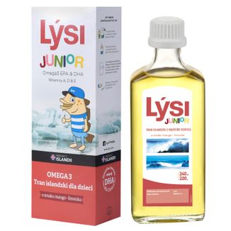 Lysi Tran Islandzki dla Dzieci, smak mango-limonka, 240 ml USZKODZONE OPAKOWANIE - zdjęcie produktu