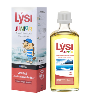 Lysi Tran Islandzki dla Dzieci, smak mango-limonka, 240 ml - zdjęcie produktu