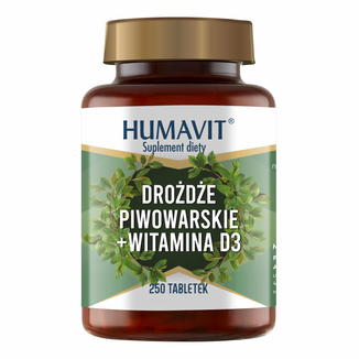 Humavit Drożdże Piwowarskie + Witamina D3, 250 tabletek - zdjęcie produktu