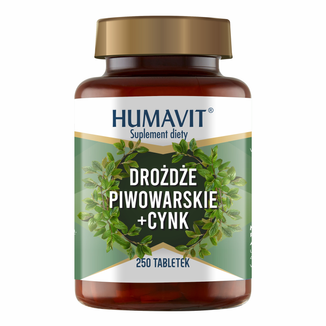 Humavit Drożdże Piwowarskie + Cynk, 250 tabletek - zdjęcie produktu