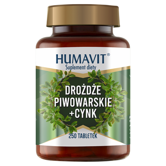 Humavit Drożdże Piwowarskie + Cynk, 250 tabletek - zdjęcie produktu