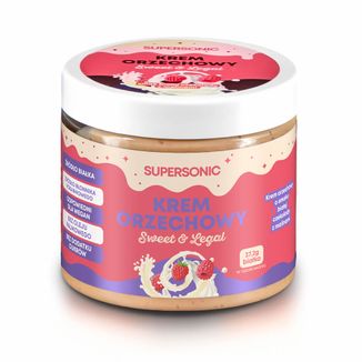 Supersonic Sweet & Legal, krem orzechowy, smak białej czekolady z malinami, 160 g - zdjęcie produktu