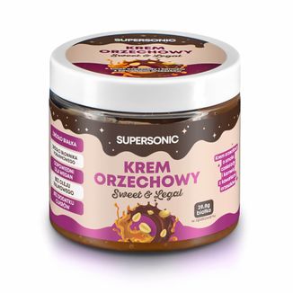Supersonic Sweet & Legal, krem orzechowy, smak czekoladowo-karmelowy z kawałkami orzechów, 160 g - zdjęcie produktu