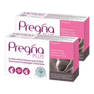 Zestaw Pregna Plus, dla kobiet w ciąży i karmiących piersią, 2 x 30 kapsułek - zdjęcie produktu