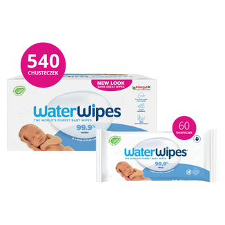Zestaw WaterWipes Bio, chusteczki nawilżane, wodne, od urodzenia, 9 x 60 sztuk + chusteczki nawilżane, 60 sztuk - zdjęcie produktu