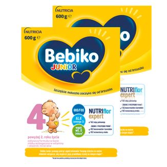 Zestaw Bebiko Junior 4 Nutriflor Expert, odżywcza formuła na bazie mleka, powyżej 2 roku, 2 x 600 g - zdjęcie produktu