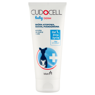Cudocell Baby Derm, emulsja do twarzy i ciała, skóra atopowa, sucha, podrażniona, od 1 dnia życia, 180 ml KRÓTKA DATA - zdjęcie produktu