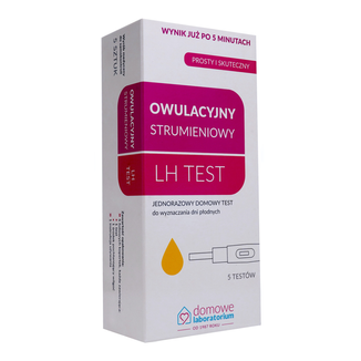 Domowe Laboratorium LH Test Owulacyjny, domowy test do wykrywania dni płodnych, strumieniowy, 5 sztuk USZKODZONE OPAKOWANIE - zdjęcie produktu