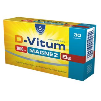 D-Vitum 2000 j.m. Magnez B6, 30 kapsułek KRÓTKA DATA D-Vitum 2000 j.m. Magnez B6, 30 kapsułek KRÓTKA DATA - zdjęcie produktu