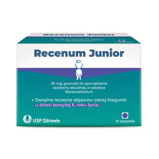 Recenum Junior, 30 mg, granulat do sporządzania zawiesiny doustnej, powyżej 6 lat, 10 saszetek - zdjęcie produktu