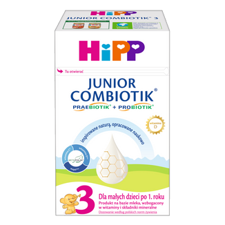 HiPP 3 Junior Combiotik, produkt na bazie mleka, po 1 roku, 550 g KRÓTKA DATA - zdjęcie produktu