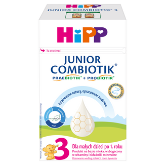 HiPP 3 Junior Combiotik, produkt na bazie mleka, po 1 roku, 550 g - zdjęcie produktu