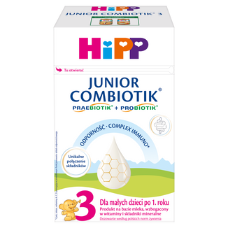 HiPP 3 Junior Combiotik, produkt na bazie mleka, po 1 roku, 550 g - zdjęcie produktu