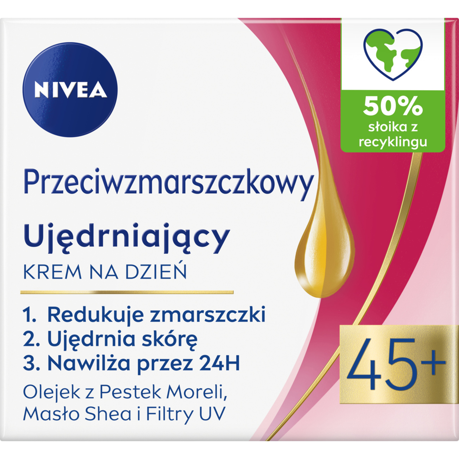 Nivea Nivea, przeciwzmarszczkowy ujędniający krem na dzień SPF 15 45 +, 50 ml