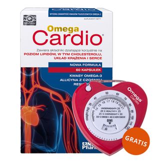 Omega Cardio, 60 kapsułek + Miarka do ciała ze wskaźnikiem BMI, 1 sztuka gratis - zdjęcie produktu