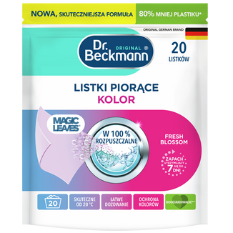 Dr. Beckmann Magic Leaves, listki piorące, Kwiatowa Świeżość, kolor, 20 sztuk - zdjęcie produktu