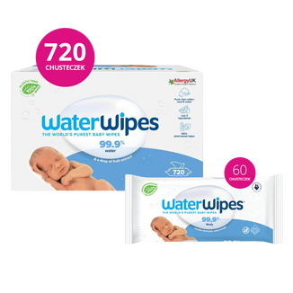 WaterWipes Bio, chusteczki nawilżane, wodne, od urodzenia, 12 x 60 sztuk USZKODZONE OPAKOWANIE - zdjęcie produktu