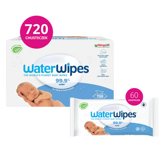 WaterWipes Bio, chusteczki nawilżane, wodne, od urodzenia, 12 x 60 sztuk - zdjęcie produktu