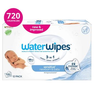 WaterWipes Sensitive, chusteczki nawilżane, wodne, od urodzenia, 12 x 60 sztuk WaterWipes Sensitive, chusteczki nawilżane, wodne, od urodzenia, 12 x 60 sztuk - zdjęcie produktu