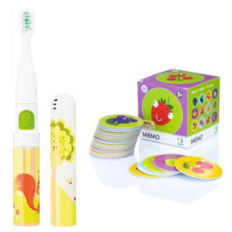 Zestaw Vitammy Smile, szczoteczka soniczna do zębów dla dzieci, wiewiórka + Dodo Memo, gra, owoce, 24 karty - zdjęcie produktu
