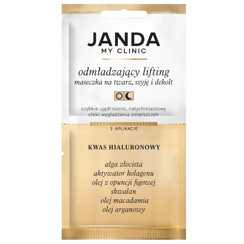 Nieznana Janda My Clinic Nici Kolagenowe, maseczka na twarz, szyję i dekolt, Kwas Hialuronowy, 8 ml