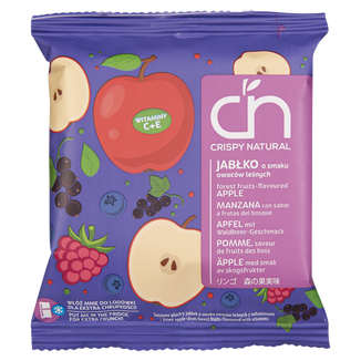 Crispy Natural Jabłka ze Smakiem, suszone plastry jabłek z witaminami, smak owoców leśnych, 18 g Crispy Natural Jabłka ze Smakiem, suszone plastry jabłek z witaminami, smak owoców leśnych, 18 g - zdjęcie produktu