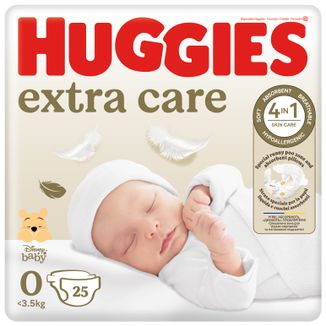 Huggies Extra Care, pieluchy, Disney, rozmiar 0, Newborn, 0-4 kg, 25 sztuk - zdjęcie produktu