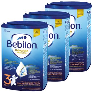 Zestaw Bebilon Advance Pronutra 3 Junior, odżywcza formuła na bazie mleka, po 1 roku, 3 x 800 g - zdjęcie produktu