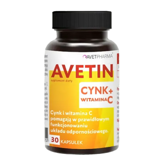 Avetin Cynk + Witamina C, 30 kapsułek - zdjęcie produktu