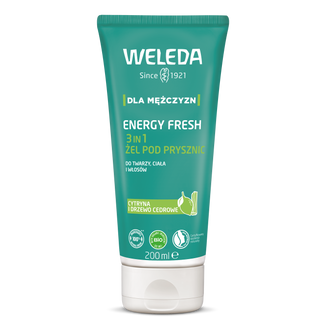 Weleda Energy Fresh, żel pod prysznic dla mężczyzn 3w1, cytryna i drzewo cedrowe, 200 ml - zdjęcie produktu