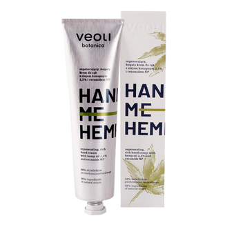 Veoli Botanica Hand Me Hemp, regenerujący, bogaty krem do rąk z olejem konopnym 2,5% i ceramidem NP, 75 ml - zdjęcie produktu