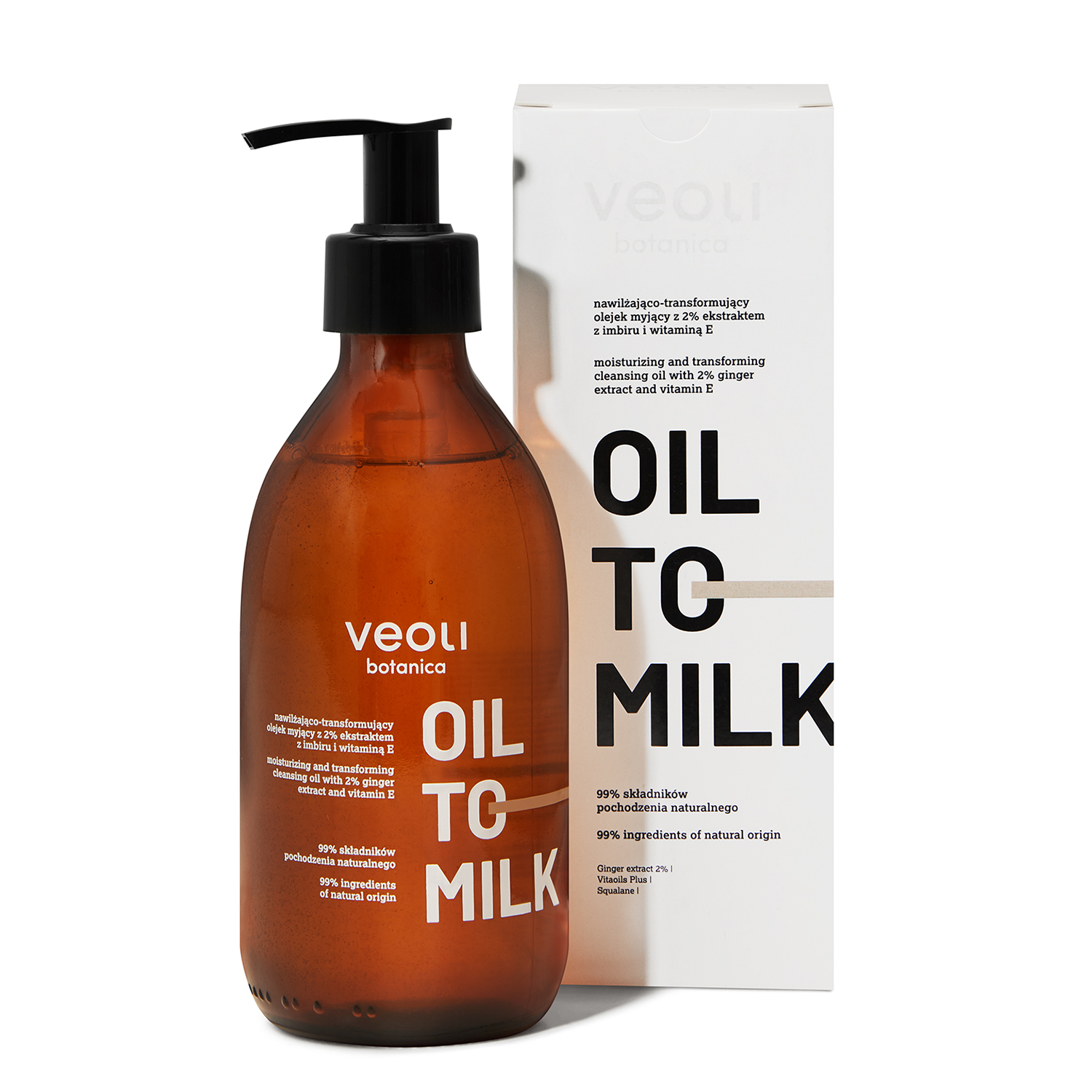 Nieznana Veoli Botanica Oil to Milk, nawilżająco-transformujący olejek myjący z 2% ekstraktem z imbiru i witaminą E, 290 ml