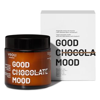 Veoli Botanica Good Chocolate Mood, wegańska świeca do masażu z 40% masłem shea i witaminą E, 100 ml KRÓTKA DATA - zdjęcie produktu