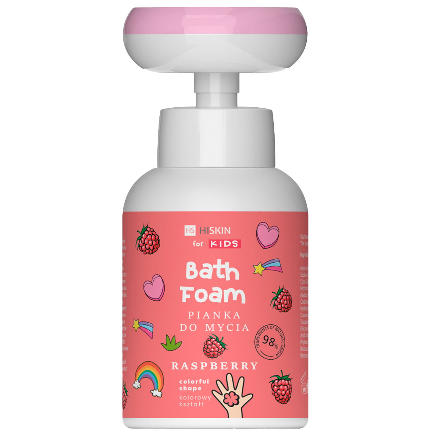 Nieznana HiSkin For Kids, pianka do mycia rąk i ciała, malinowa, 300 ml